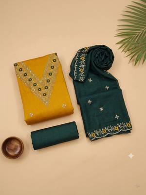 Embellished Unstitched Dress Material 3
