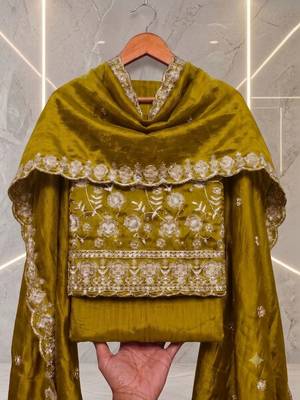 Embellished Unstitched Dress Material 1