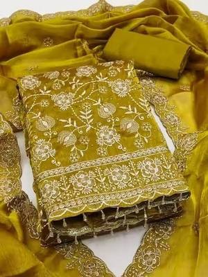 Embellished Unstitched Dress Material 3