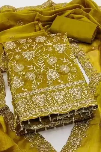 Embellished Unstitched Dress Material