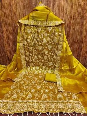 Embellished Unstitched Dress Material 4