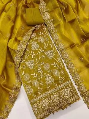 Embellished Unstitched Dress Material 5