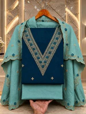 Embellished Unstitched Dress Material 1