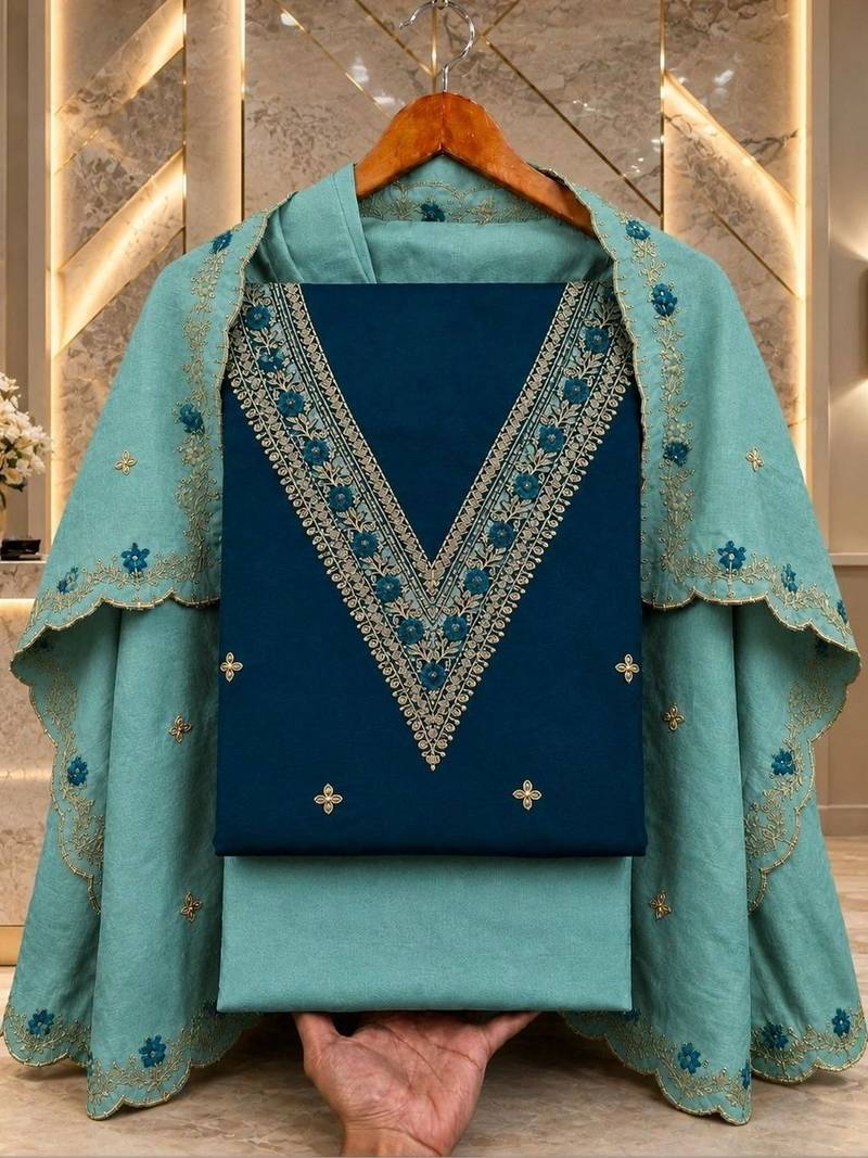 Embellished Unstitched Dress Material