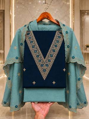 Embellished Unstitched Dress Material 2