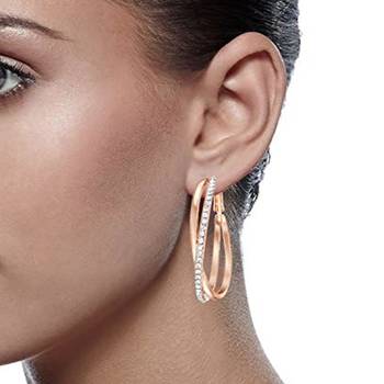 American diamond studded hoop earrings wear jewelry 1