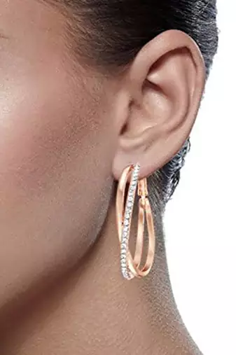 American diamond studded hoop earrings wear jewelry