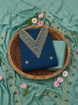 Embellished Unstitched Dress Material 3