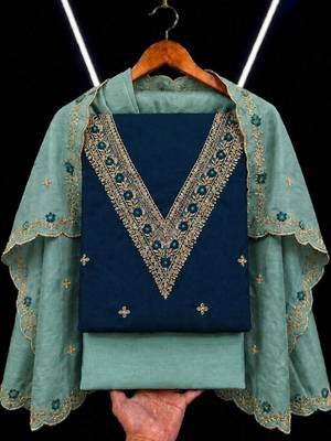 Embellished Unstitched Dress Material 4
