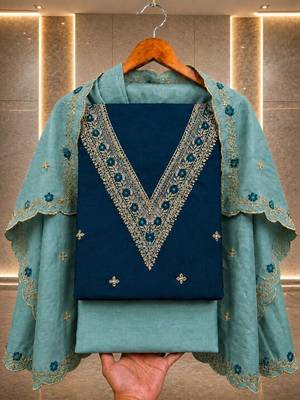 Embellished Unstitched Dress Material 5