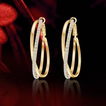 American diamond studded hoop earrings wear jewelry 2