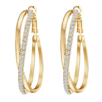 American diamond studded hoop earrings wear jewelry 3