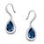 Silver plated blue cubic zirconia studded drop earrings fish hook