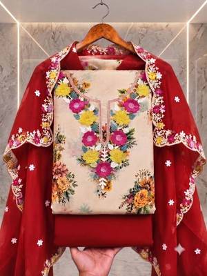 Embellished Unstitched Dress Material 1