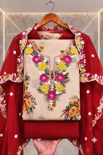 Embellished Unstitched Dress Material
