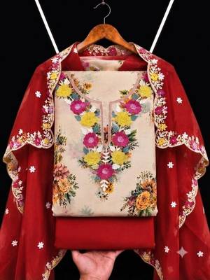 Embellished Unstitched Dress Material 2