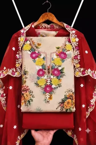 Embellished Unstitched Dress Material