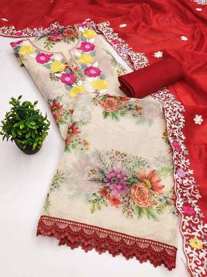 Embellished Unstitched Dress Material 3