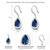 Silver plated blue cubic zirconia studded drop earrings fish hook