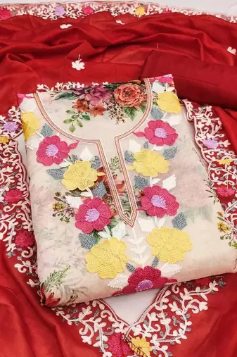 Embellished Unstitched Dress Material