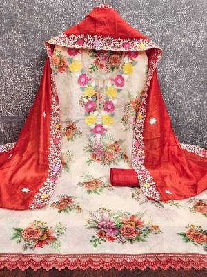 Embellished Unstitched Dress Material 5