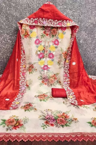 Embellished Unstitched Dress Material