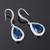 Silver plated blue cubic zirconia studded drop earrings fish hook