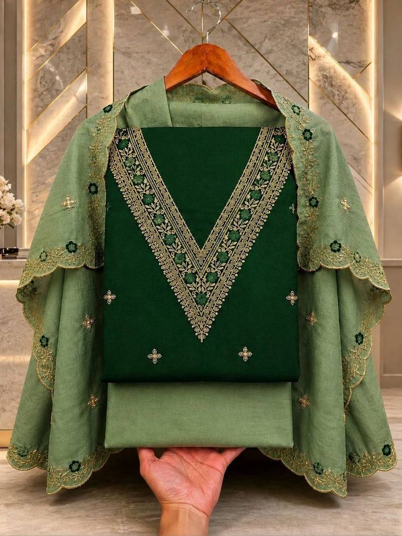 Embellished Unstitched Dress Material
