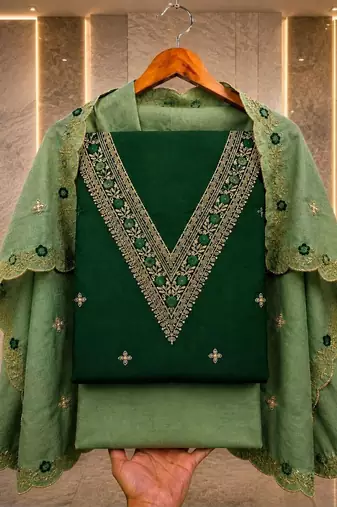 Embellished Unstitched Dress Material