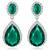 Silver plated cubic zirconia & green crystal studded drop earrings
