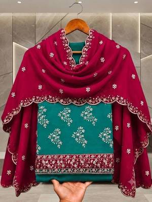 Embellished Unstitched Dress Material 2