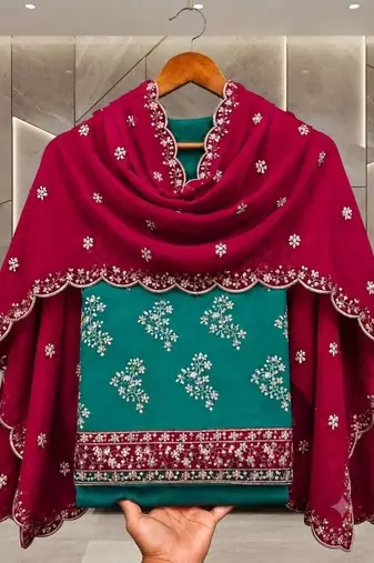 Embellished Unstitched Dress Material
