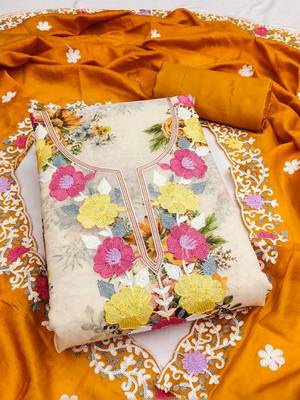 Embellished Unstitched Dress Material 2