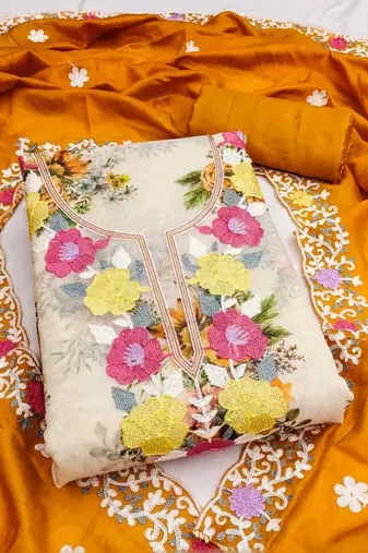Embellished Unstitched Dress Material