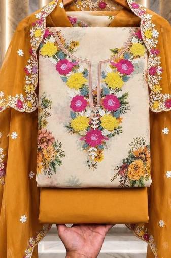 Embellished Unstitched Dress Material