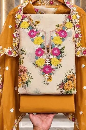 Embellished Unstitched Dress Material