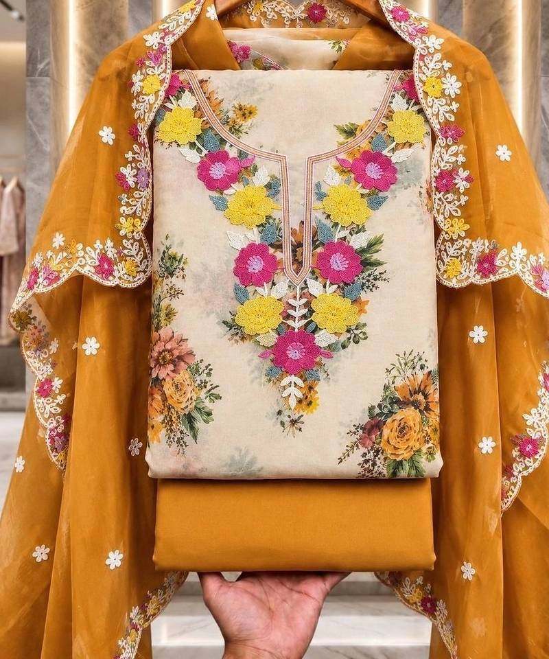 Embellished Unstitched Dress Material