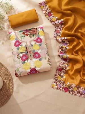Embellished Unstitched Dress Material 4