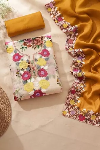 Embellished Unstitched Dress Material