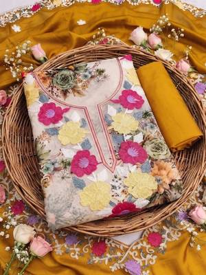 Embellished Unstitched Dress Material 5
