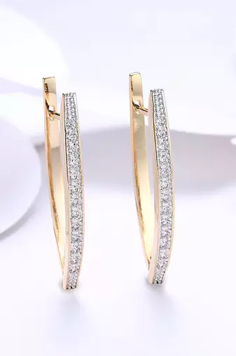 Diamond cut cz clutch back hoop earrings jewelry