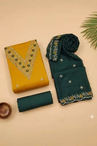 Embellished Unstitched Dress Material