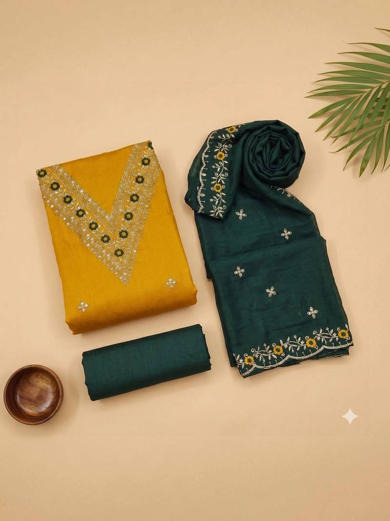 Embellished Unstitched Dress Material