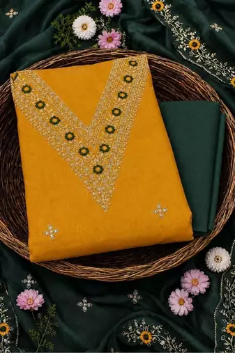 Embellished Unstitched Dress Material