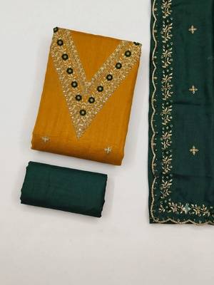 Embellished Unstitched Dress Material 5
