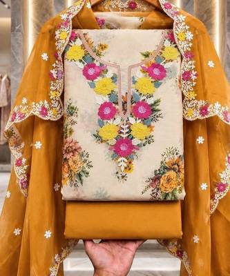 Embellished Unstitched Dress Material 1