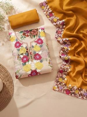 Embellished Unstitched Dress Material 5