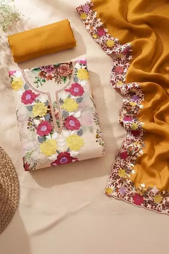 Embellished Unstitched Dress Material