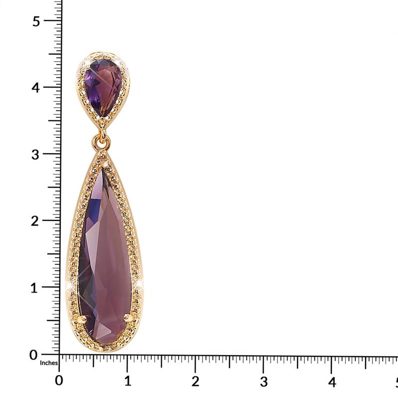 Purple crystal studded gold plated drop & dangle earrings jewelry