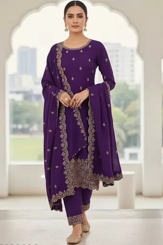 Embellished Unstitched Dress Material